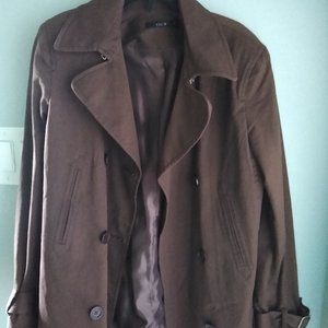 Nordstrom NEW Brown Lined Cotton Pea Coat Size 8